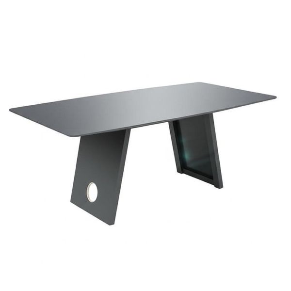 Matte Surface Finish Ceramic Top Dining Table featuring Rounded Edge Style and