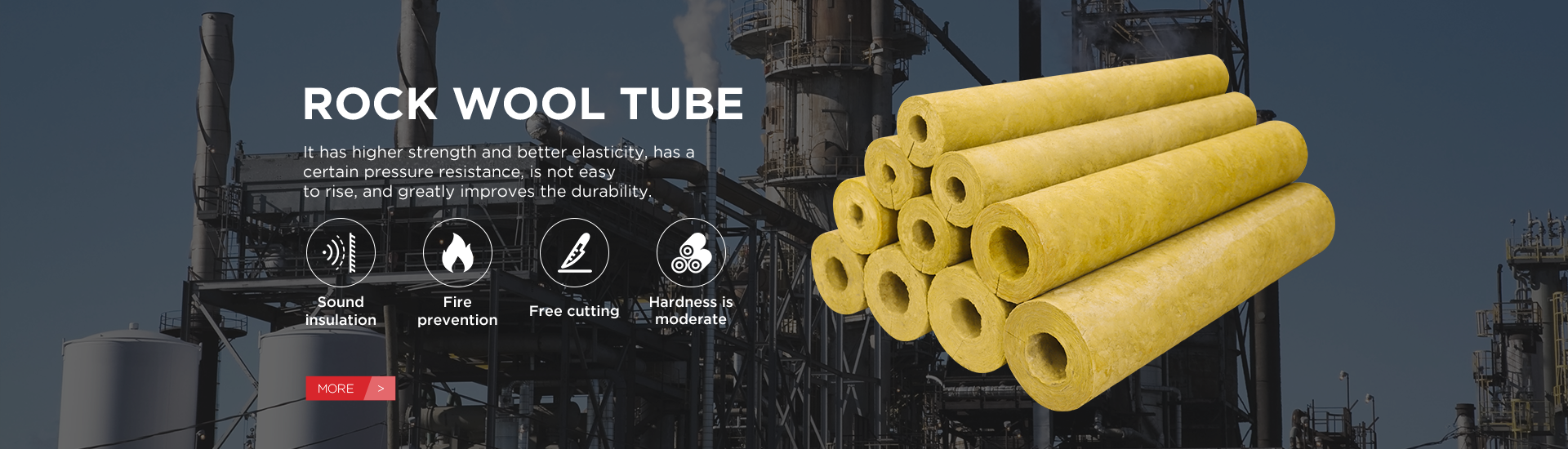 Fireproof RockWool Pipe Wired Mesh Heat Insulation With Aluminum Foil
