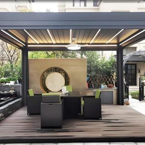 Adjustable Functions and Controls for Metal Garden Shade Full Closure to Full Openness Louver Adjustment Range
