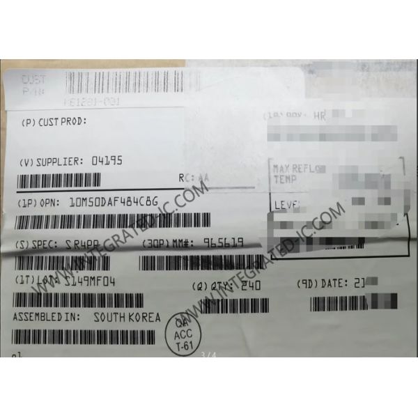 Quality Power-Efficient 10M50DAF484C8G Field Programmable Gate Array 484-BGA Package for sale