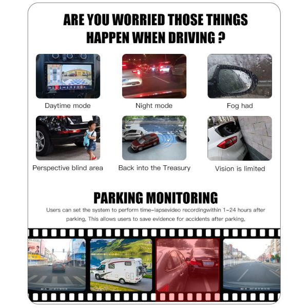Panorama Super 3D Reverse Camera with Full Surround View for Precise Reversing and Parking