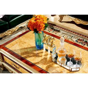 Luxury Veneer High Gloss Rectangle Classical Tea Carved Antique Coffee Table