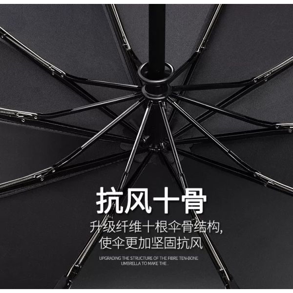 Fully-Automatic Custom Logo Printed 3 Foldable Umbrella for UV Block and Rainproof