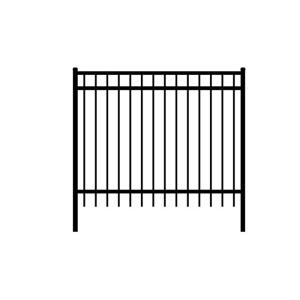 3 Rails Black Steel Fence , Residential Beautiful Metal Security Fencing