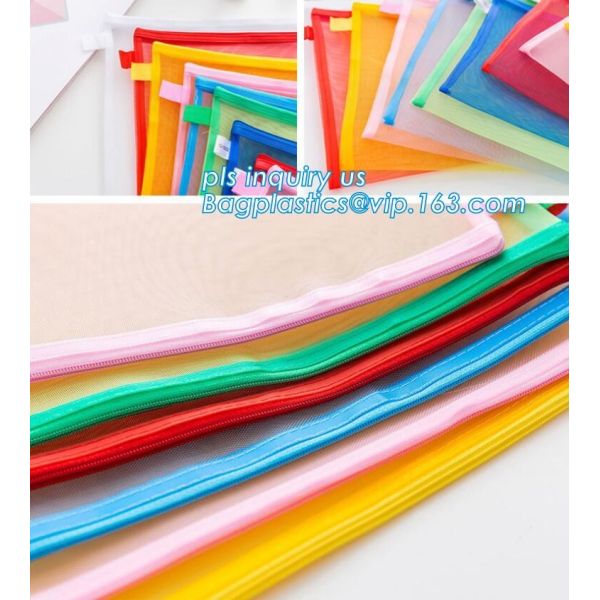 Mesh Waterproof Zipper File Document Bag, canvas A4 file document mesh zipper