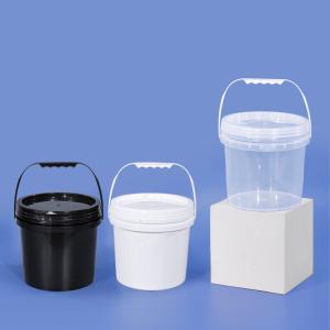 Silk Screen Printing Round PP Gallon Plastic Buckets With Lids Handle Capacity 1