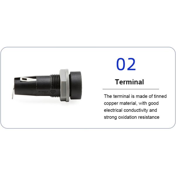 PTF35 Round Screw Type 10A 250V 5X20MM Glass Fuse Panel Mount Fuse Holder