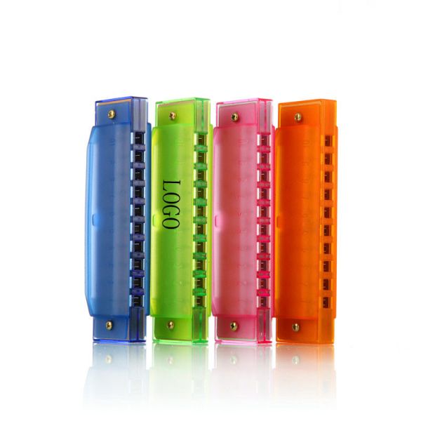 10 hole plastic harmonica in four colors children's instruments 10.5*3*2cm logo