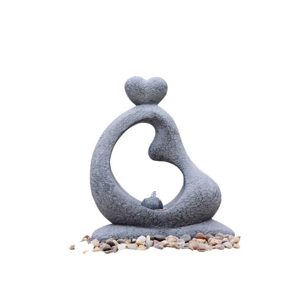 Nature's Mark Heart Couple LED Relaxation Resin Water Fountain with Authentic