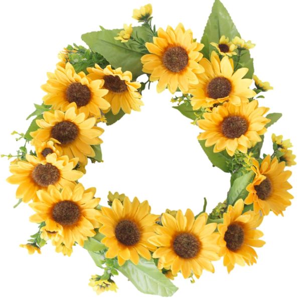 35-42cm Sunflower Wreath Artificial Leaf Plant Waterproof