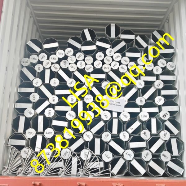Philippines NEA Standard 35FT Hot Dip Galvanized Octagonal Steel Pole with