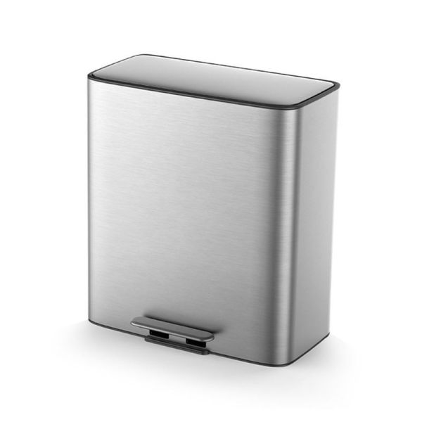 Structure Foot Pedal 28L*2 Stainless Steel Soft Close Square Trash Bin for Waste