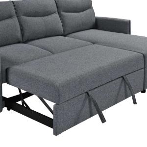 L-Shaped Reversible Sectional Sleeper Sofa with Pull-Out Bed and Storage,