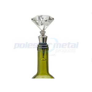 4-1/4" Custom Metal Hardware , Polished Chrome Zinc Alloy Diamond Wine Stopper