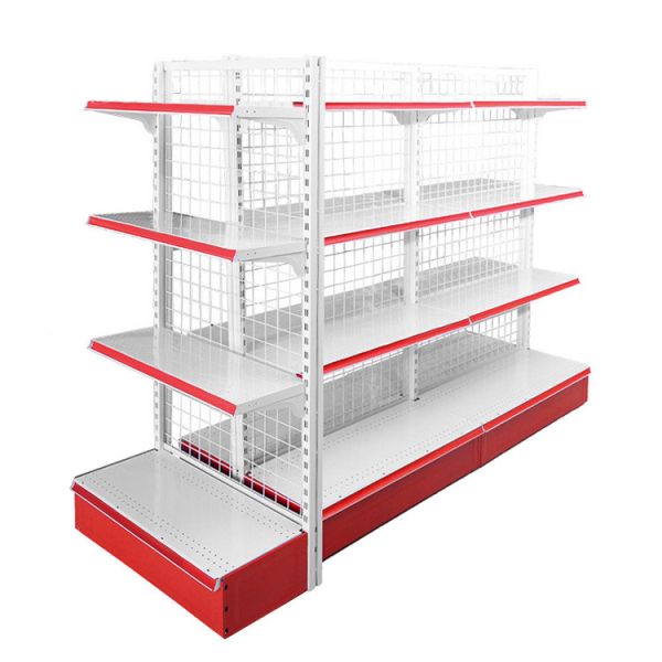 Supermarket Retail Store Mesh Wire Display Shelving Customized Double Side Gondola Display Shelves