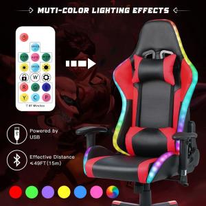 ALINUNU Customizable Leather RGB Gaming Chair with LED Light Bar and Fabric
