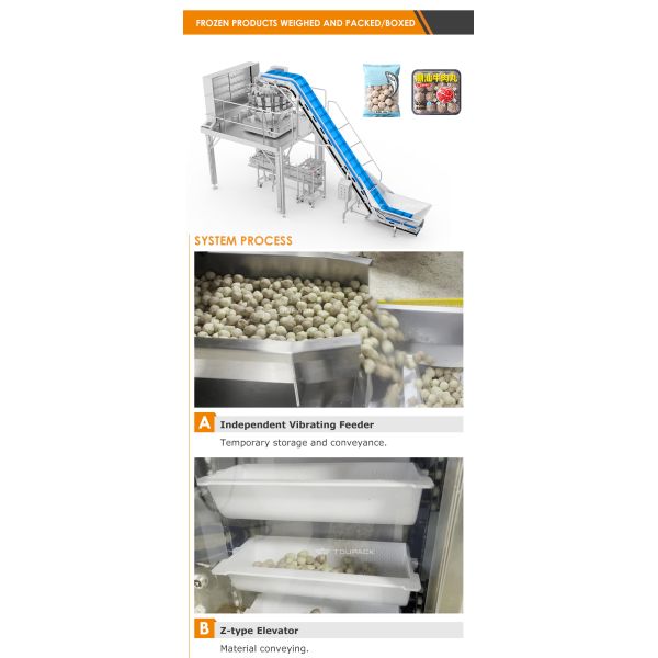 Food Grade Automatic Vacuum Frozen Food Pouch Packing Machine Shrimp Squid Rings Bag Multihead Weigher Filling Packing Machine