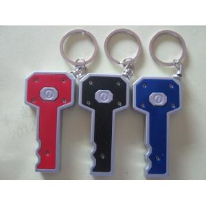 Custom Plastic Key Shape Led Flashlight Keychain / Led Torch Keychain 8*3.5CM