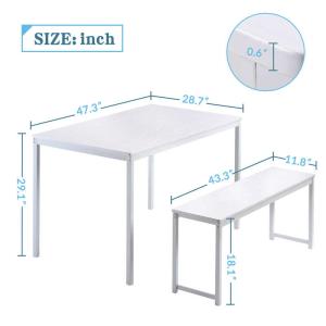 47.3" L 3 Piece Dining Room Table And Chair Set With Two Benches