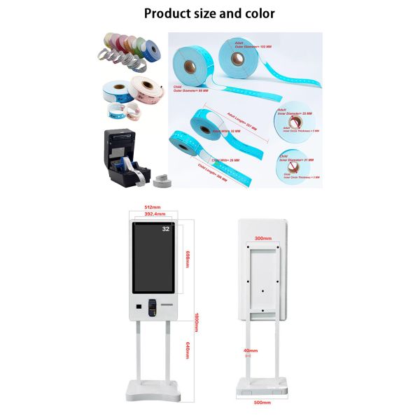 Hospital Medical Center Wristband Printer Touch Screen Payment Kiosk in 22inch 24inch 32inch