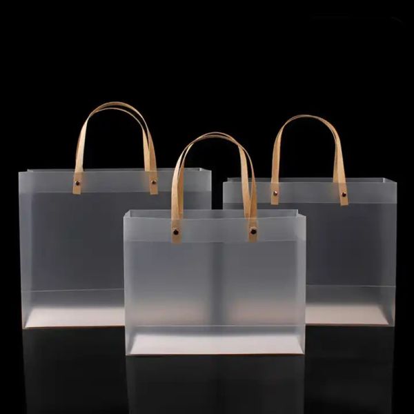 Soft Loop Handle Pp Plastic Frosted Shopping Tote Bag with Letter Pattern and