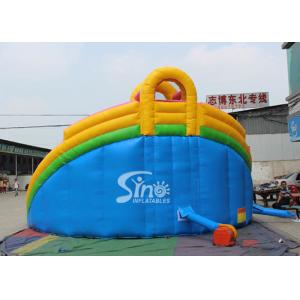 Backyard Rainbow Commercial Inflatable Water Slides with Pool , Double Lane