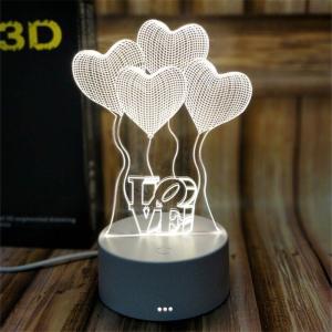 Wholesale Lovely Heart Designs Acrylic 3D LED Night Light for Gift rechargeable and remote control for many colors from china suppliers