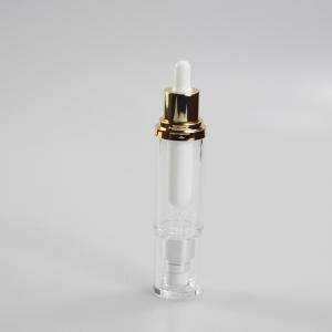 Customized Liquid Foundation Double Tube Dropper Bottle with Acrylic Collar