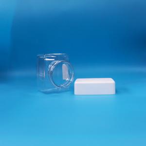 Small Empty Snack Food Transparent Square Candy Nuts PET Plastic Jars Screw Lids