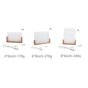 U Shaped Wooden Base Sublimation Acrylic Photo Frame LED For Sublimation Coating