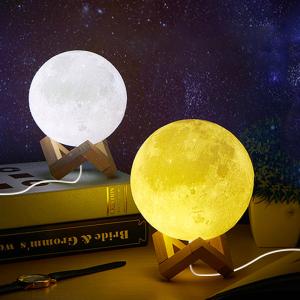 OEM Moon Lamp Night Light , 3D Printing Moonlight Multifunction