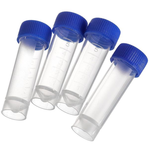 Set Of 100 Plastic Test Tubes With Lids, 5 Ml Graduated Shot Tubes With Screw