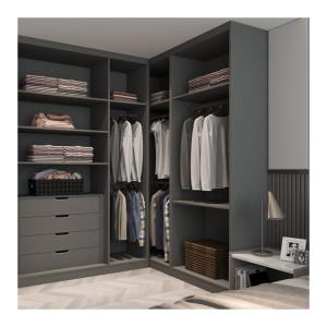 Wholesale Minimalist Design Matte Grey Modular Wardrobe with Modern Style and Wood Style Panels from china suppliers