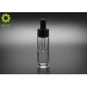 Round Shape 15ml Clear Glass Serum Bottles With Black Aluminium Dropper
