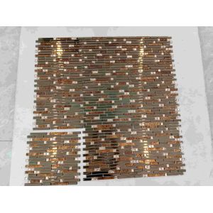 Crystal Glass Gold/White Mix Glossy Brick Pattern Mosaic