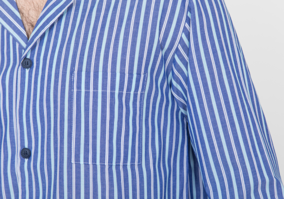 Yarnd Dyed Striped Mens Luxury Sleepwear With Button Through Shirt And Long Pants