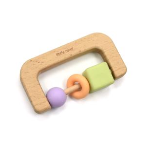 CPSIA ASTM Wooden Silicone Teether BPA Free Baby Chewable Ring