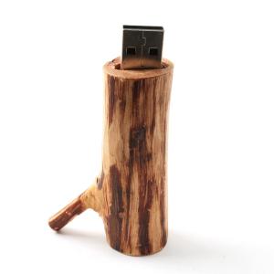 Tree Root Shapes Wooden USB Flash Drive 256GB Embossing Logo