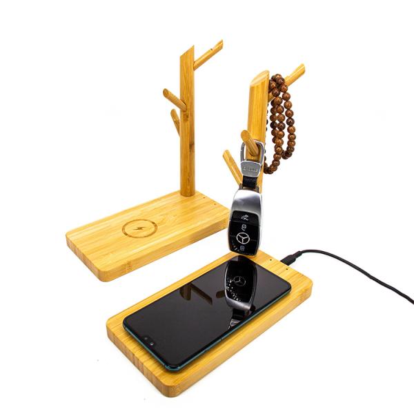 Portable USB Charger Station Customized Bamboo Dock Charging Stand Holders for Storage