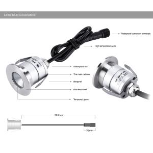 3W Mini LED Buried Light CREE XBD IP67 Recessed swimming pool LED underground