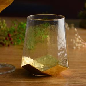 Customize Stemless Gold Foil Decorated Crystal Wine Glass
