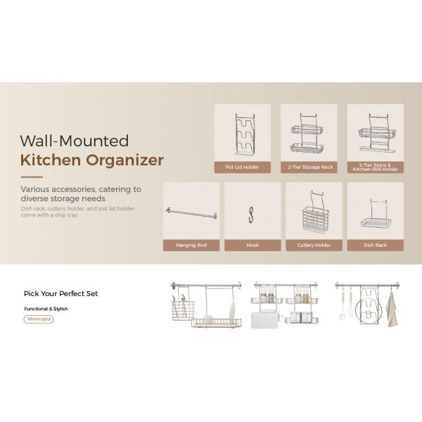 Kitchen Pot Lid Holder Wall-mounted Type Installation Sustainable Multifunctional Kitchen Organizer Set
