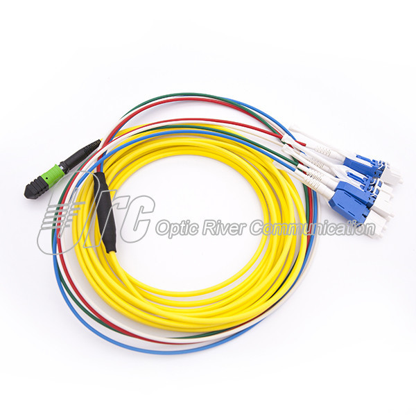 Quality SM 3.0MM MTP LC Optical Fiber Patch Cord MT Plastic Ferrule With Pull Tab for sale