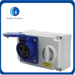 IP44 16A 3p Receptacle and Switch with Interlock Device Contact Material Tinned