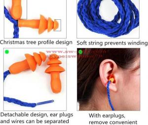 Wholesale Soft Silicone Corded Ear Plugs ears Protector Reusable Hearing Protection Noise Reduction Earplugs Earmuff from china suppliers