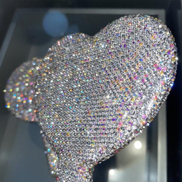 Light Pink Circle Rhinestone Mirror for On-the-Go Touch Ups and Makeup Application