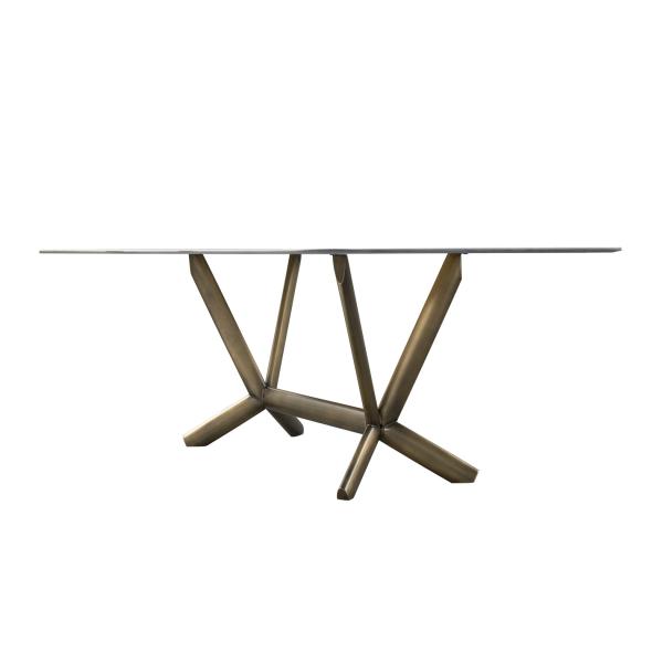 Rectangular Stainless Steel Marble Dinning Table Metal Leg Kitchen Dining Table Set