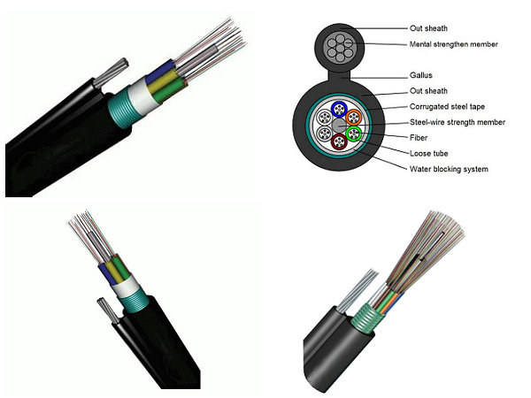 GYTC8S Self-Supporting 8 Strand Multimode Fiber Optic Cable Messenger for Outdoor
