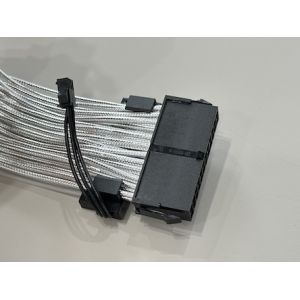 ARGB 24Pin ATX Power Cable Connector Extension – White Sleeved Modular PSU /