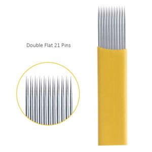 Disposable Sterilized 0.25mm Yellow Double Flat Microblading Needle for Eyebrow